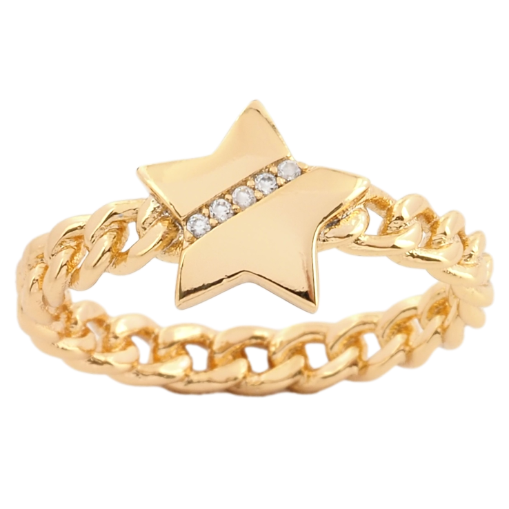 Каблучка Xuping Позолота 18K Ланцюжок із зіркою фото №12 Каблучка Xuping Позолота 18K Ланцюжок із зіркою фото №12