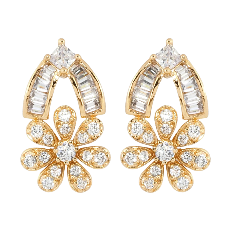Сережки Xuping Позолота 18K пусети Квіточки з інкрустацією цирконієм фото №4 Сережки Xuping Позолота 18K пусети Квіточки з інкрустацією цирконієм фото №4