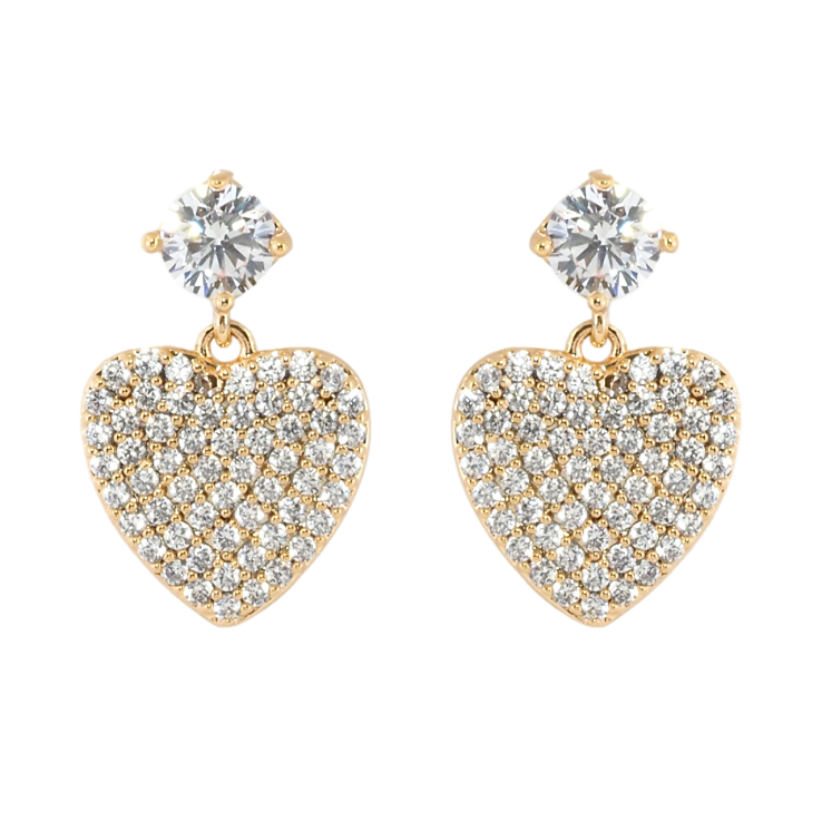 Серьги Xuping Позолота 18K пусеты Сердечки с инкрустацией цирконием фото №21