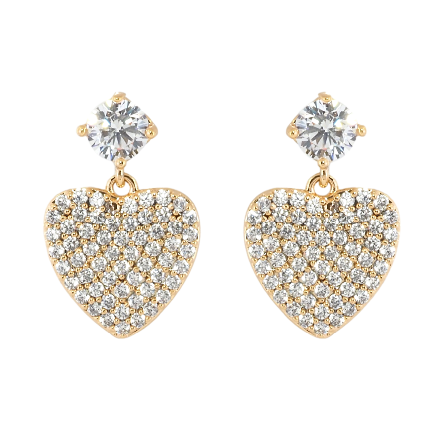 Серьги Xuping Позолота 18K пусеты Сердечки с инкрустацией цирконием фото №1