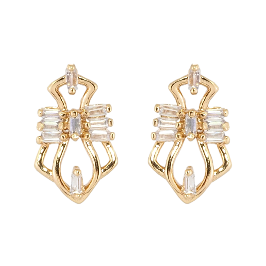 Серьги Xuping Позолота 18K пусеты Фантазийный орнамент с цирконием фото №1
