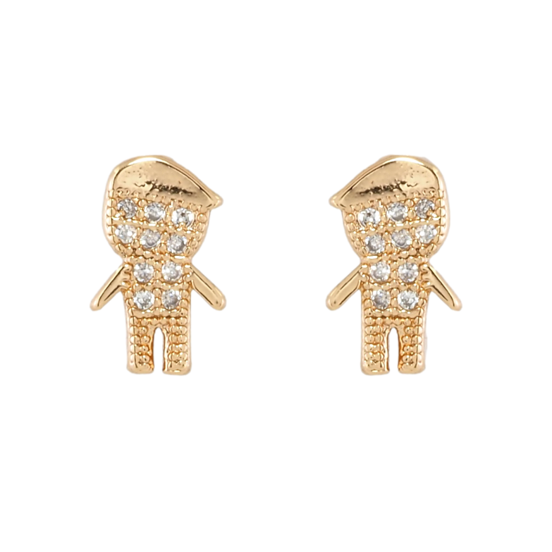 Сережки дитячі Xuping Позолота 18K пусети Чоловічки з цирконієм фото №1 Сережки дитячі Xuping Позолота 18K пусети Чоловічки з цирконієм фото №1
