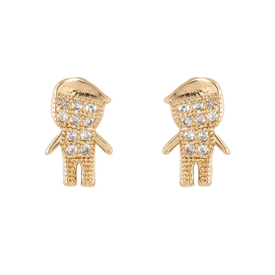Сережки дитячі Xuping Позолота 18K пусети Чоловічки з цирконієм фото №1 Сережки дитячі Xuping Позолота 18K пусети Чоловічки з цирконієм фото №1