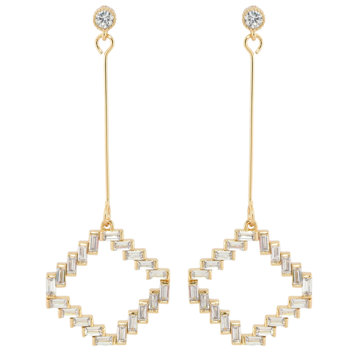 Серьги Xuping Позолота 18K пусеты Ромбы из циркония фото №25