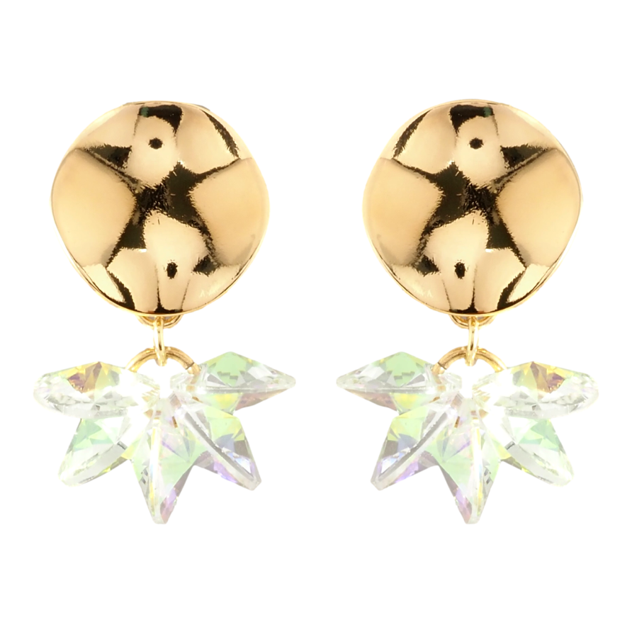 Серьги Xuping Позолота 18K пусеты Гроздь радужных кристаллов на фигурных колечках фото №1 Серьги Xuping Позолота 18K пусеты Гроздь радужных кристаллов на фигурных колечках фото №1
