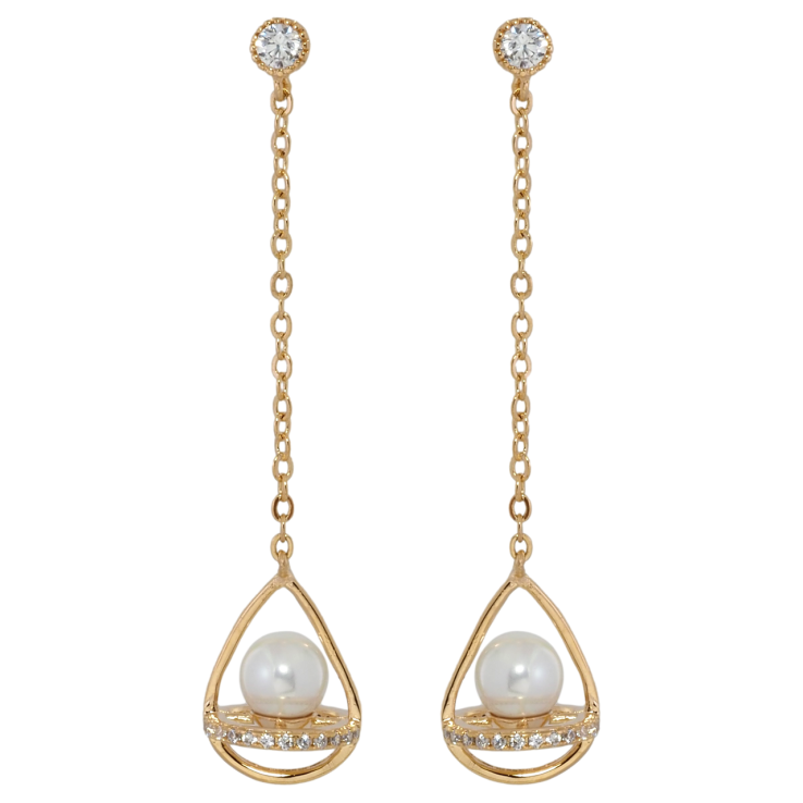 Серьги Xuping Позолота 18K пусеты Декоративные капельки с жемчужинами на цепочке фото №10 Серьги Xuping Позолота 18K пусеты Декоративные капельки с жемчужинами на цепочке фото №10