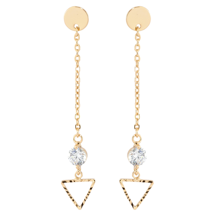 Серьги Xuping Позолота 18K пусеты Треугольные подвески с кристаллом на цепочке фото №13