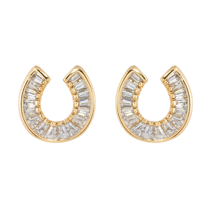 Серьги Xuping Позолота 18K пусеты Подковы с цирконием фото №7 Серьги Xuping Позолота 18K пусеты Подковы с цирконием фото №7