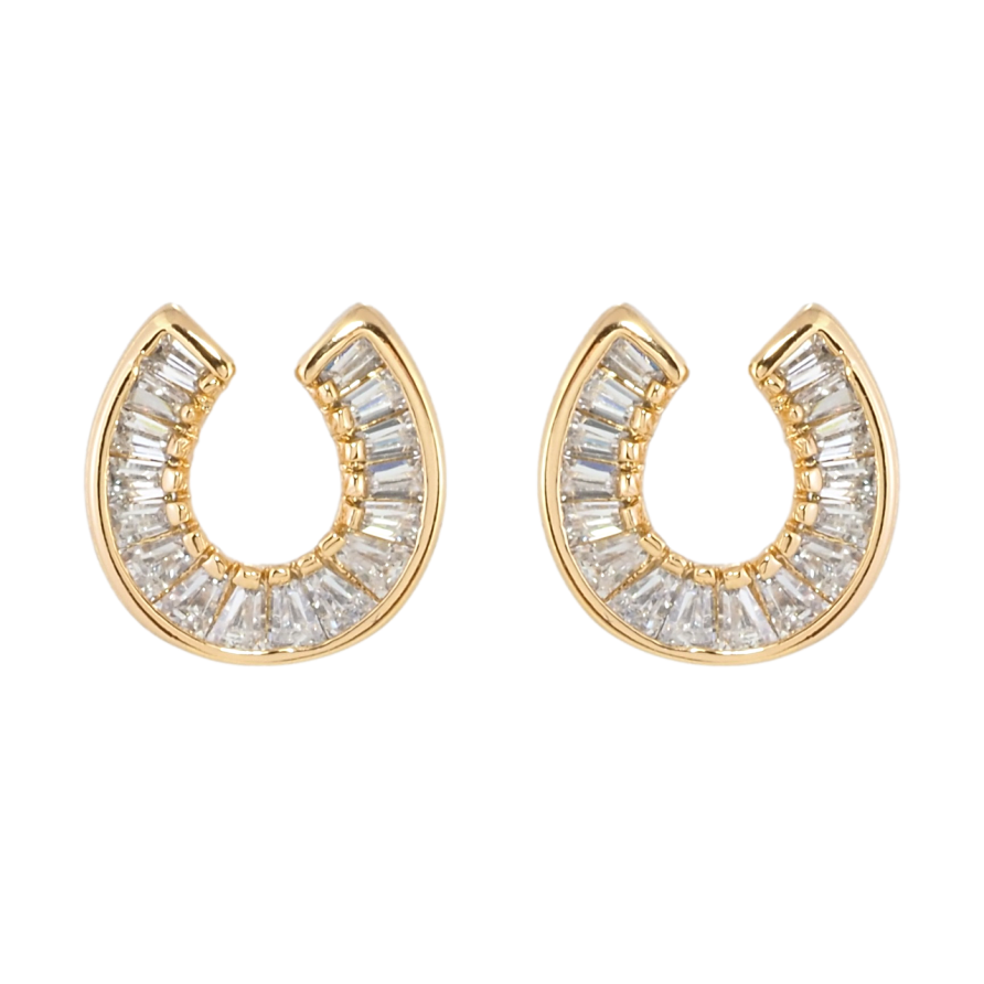 Серьги Xuping Позолота 18K пусеты Подковы с цирконием фото №1 Серьги Xuping Позолота 18K пусеты Подковы с цирконием фото №1
