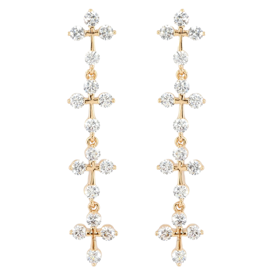 Серьги Xuping Позолота 18K пусеты Подвески из кристальных крестиков фото №1 Серьги Xuping Позолота 18K пусеты Подвески из кристальных крестиков фото №1