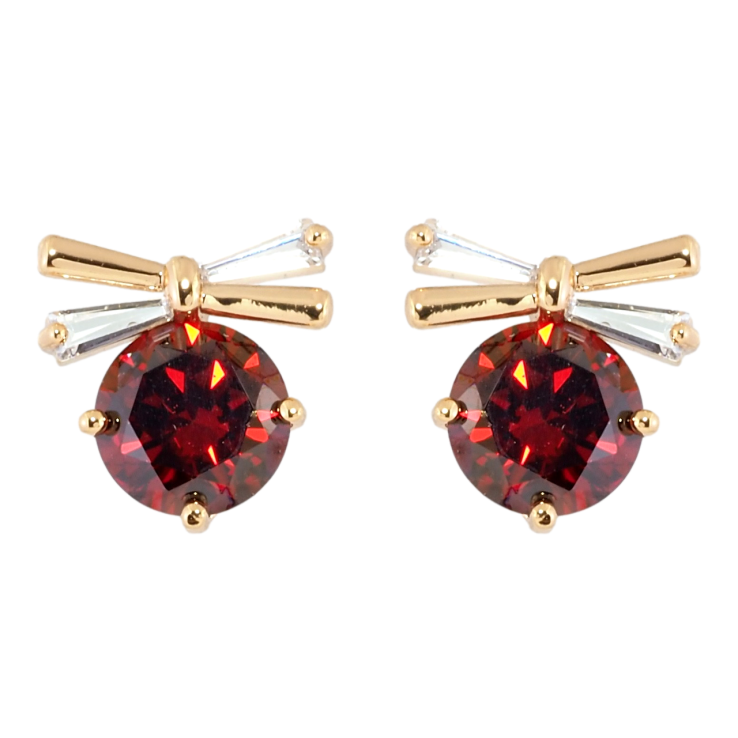 Серьги Xuping Позолота 18K пусеты Красные кристаллы с бантами фото №2 Серьги Xuping Позолота 18K пусеты Красные кристаллы с бантами фото №2