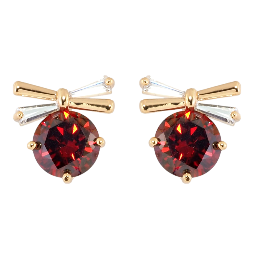 Серьги Xuping Позолота 18K пусеты Красные кристаллы с бантами фото №1
