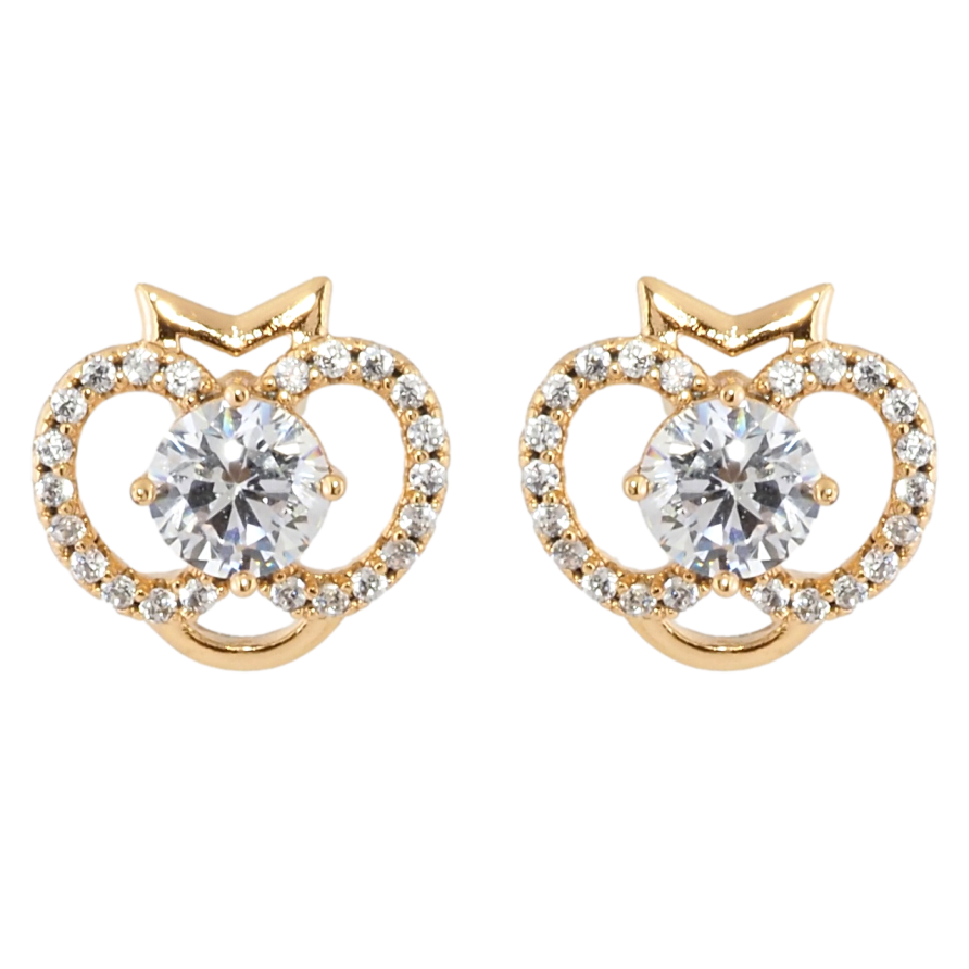 Серьги Xuping Позолота 18K пусеты Кристальные яблочки фото №1 Серьги Xuping Позолота 18K пусеты Кристальные яблочки фото №1