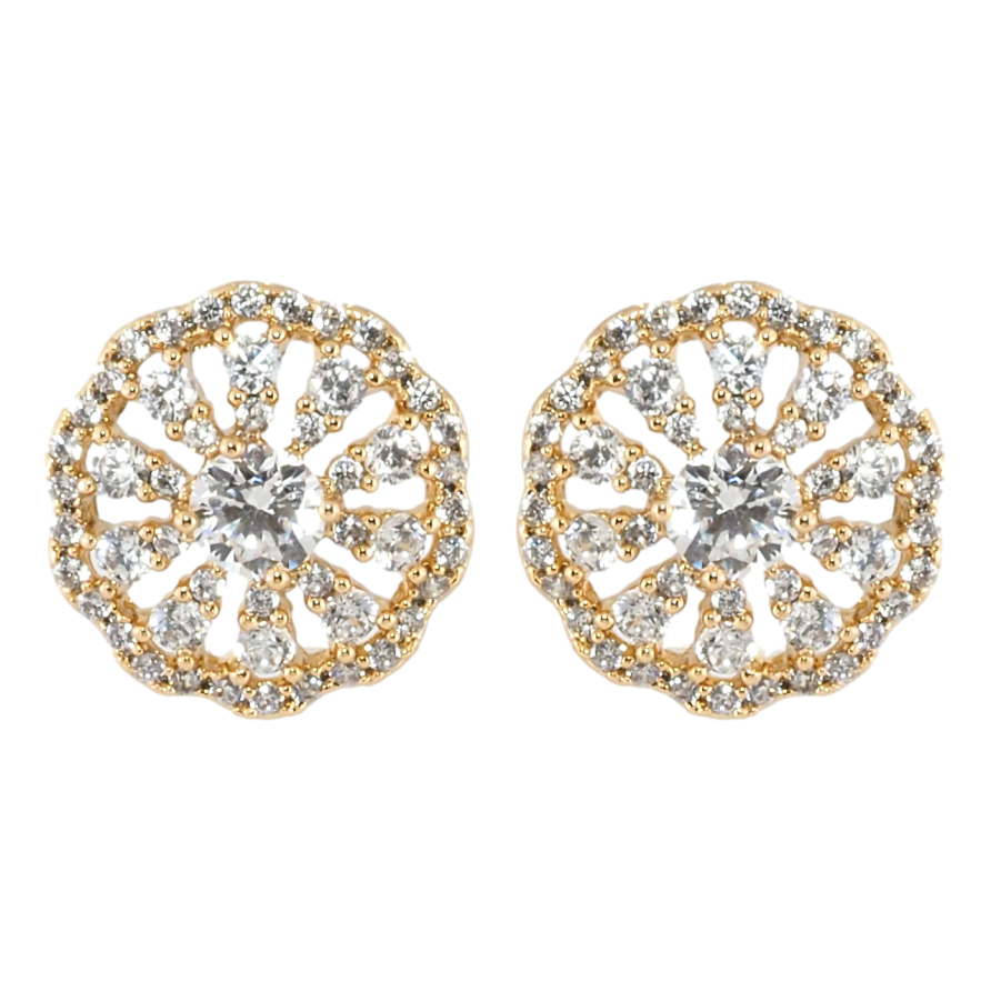 Серьги Xuping Позолота 18K пусеты Колесо Фортуны с инкрустацией цирконием ø 13мм фото №1 Серьги Xuping Позолота 18K пусеты Колесо Фортуны с инкрустацией цирконием ø 13мм фото №1