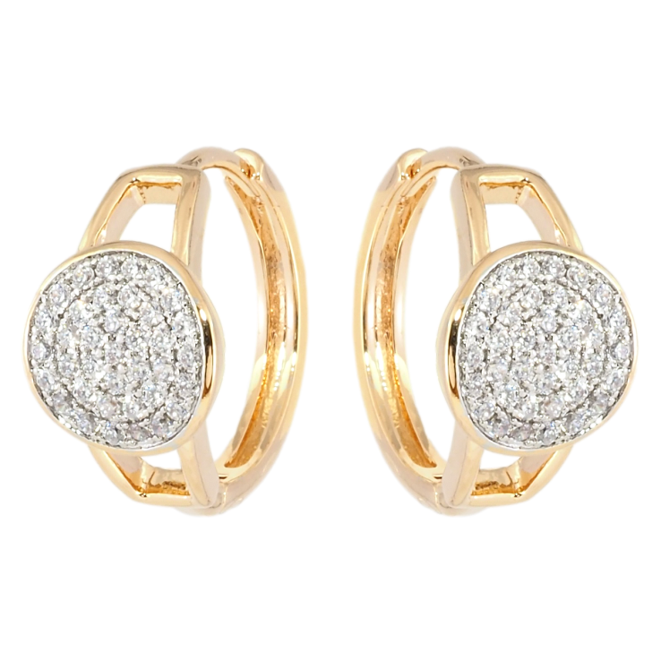 Серьги Xuping Позолота 18K + Родий колечки Инкрустация цирконием фото №2 Серьги Xuping Позолота 18K + Родий колечки Инкрустация цирконием фото №2
