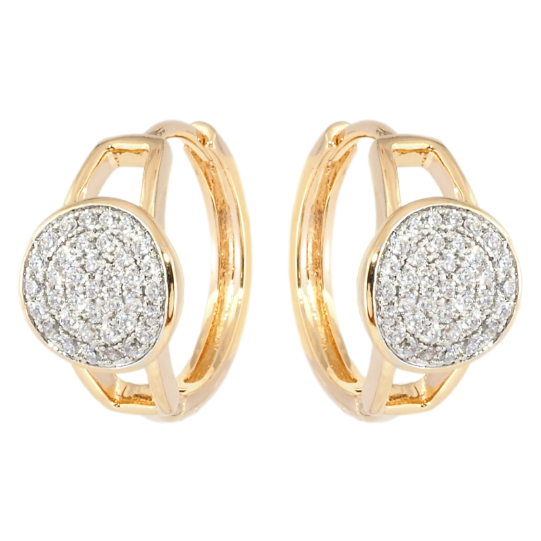Сережки Xuping Позолота 18K + Родій колечки Інкрустація цирконієм фото №1 Сережки Xuping Позолота 18K + Родій колечки Інкрустація цирконієм фото №1