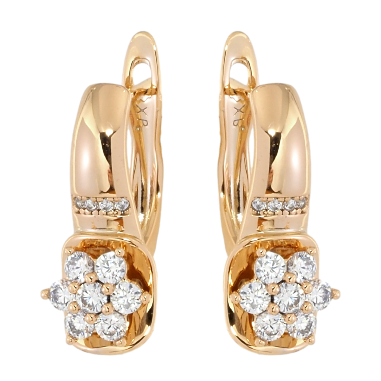 Серьги Xuping Позолота 18K английский замок Цветочек из циркония фото №2