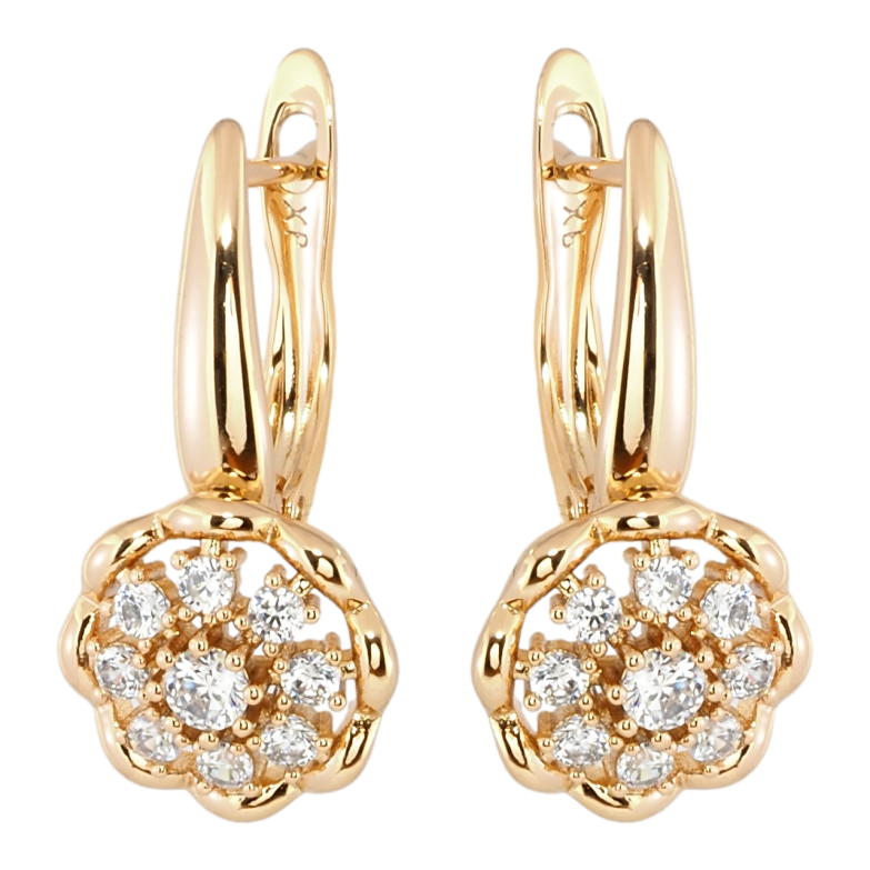 Сережки Xuping Позолота 18K англійський замок Квіточки з цирконієм фото №8 Сережки Xuping Позолота 18K англійський замок Квіточки з цирконієм фото №8