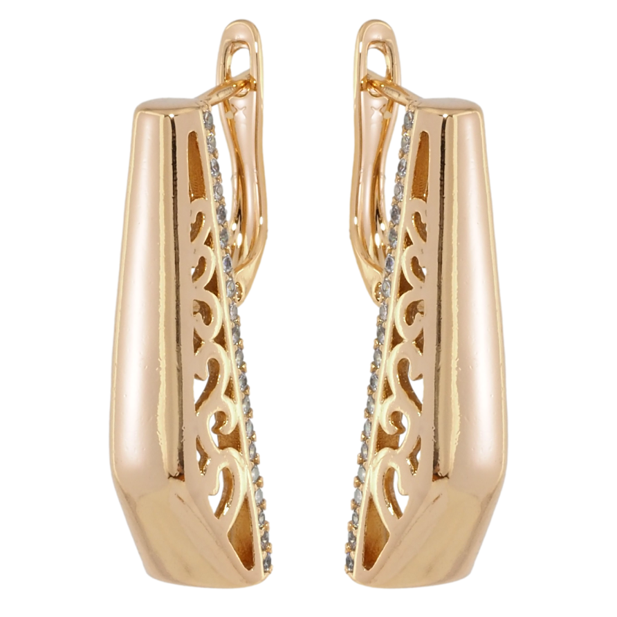 Серьги Xuping Позолота 18K английский замок Фигурные с боковым ажурным узором фото №1