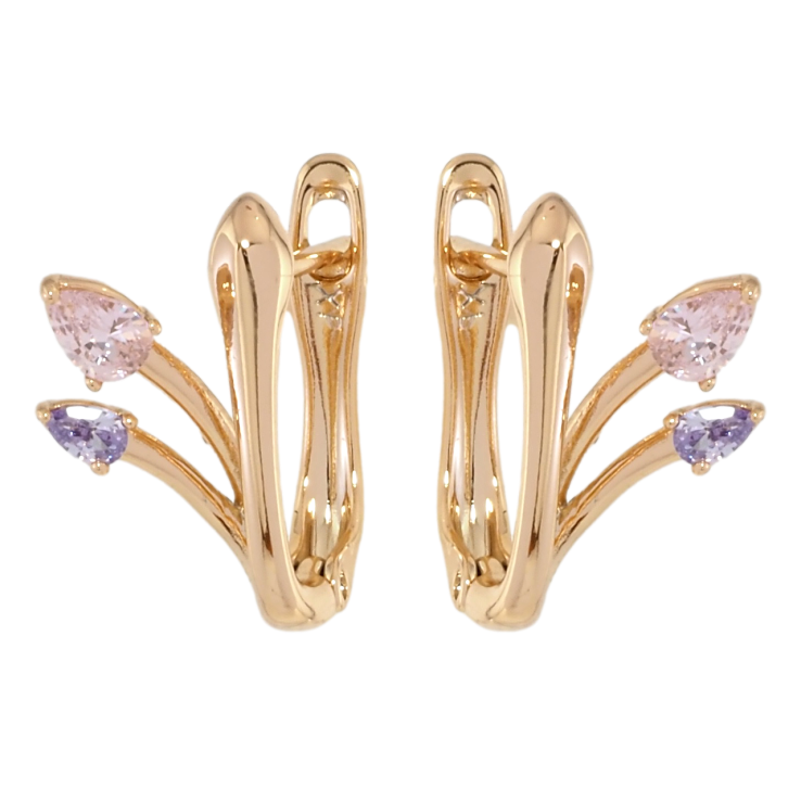 Серьги Xuping Позолота 18K английский замок Феерия с цветными фианитами фото №24