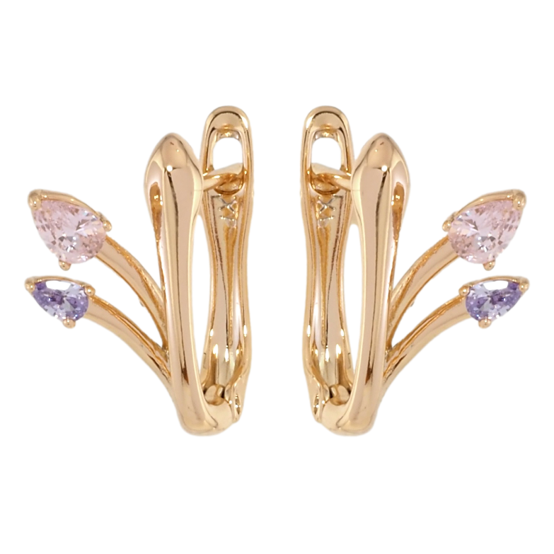 Серьги Xuping Позолота 18K английский замок Феерия с цветными фианитами фото №1 Серьги Xuping Позолота 18K английский замок Феерия с цветными фианитами фото №1