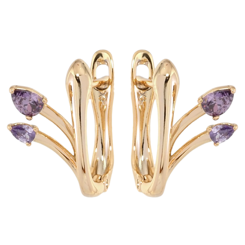 Серьги Xuping Позолота 18K английский замок Феерия с сиреневыми фианитами фото №1 Серьги Xuping Позолота 18K английский замок Феерия с сиреневыми фианитами фото №1