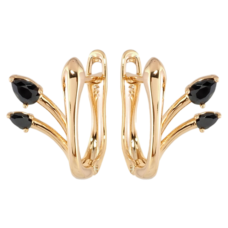Серьги Xuping Позолота 18K английский замок Феерия с черными фианитами фото №1 Серьги Xuping Позолота 18K английский замок Феерия с черными фианитами фото №1