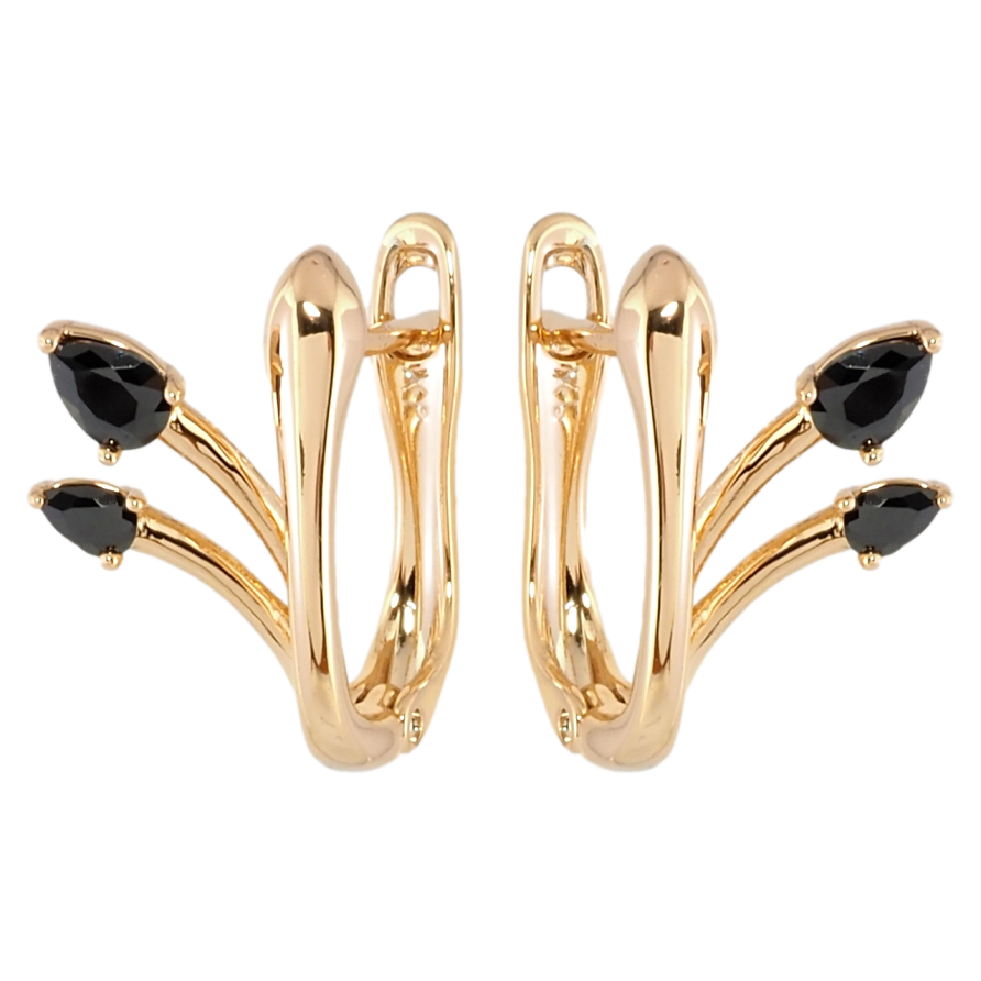 Серьги Xuping Позолота 18K английский замок Феерия с черными фианитами фото №1 Серьги Xuping Позолота 18K английский замок Феерия с черными фианитами фото №1