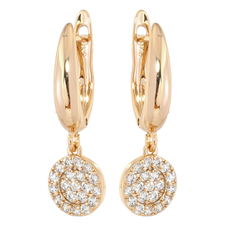 Серьги Xuping Позолота 18K английский замок Круглые подвески с цирконием фото №7