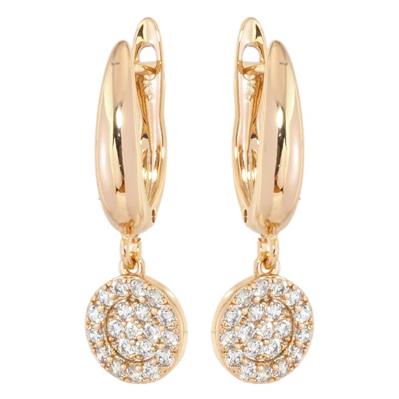 Серьги Xuping Позолота 18K английский замок Круглые подвески с цирконием фото №14