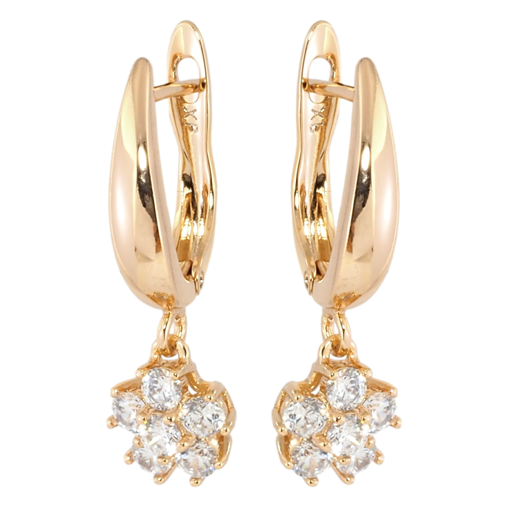 Серьги Xuping Позолота 18K английский замок Кристальные цветочки фото №21