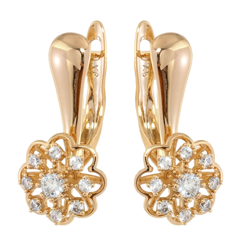 Серьги Xuping Позолота 18K английский замок Цветочки с цирконием фото №1