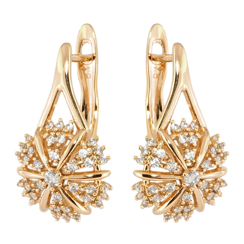 Серьги Xuping Позолота 18K английский замок Цветочки с цирконием фото №11