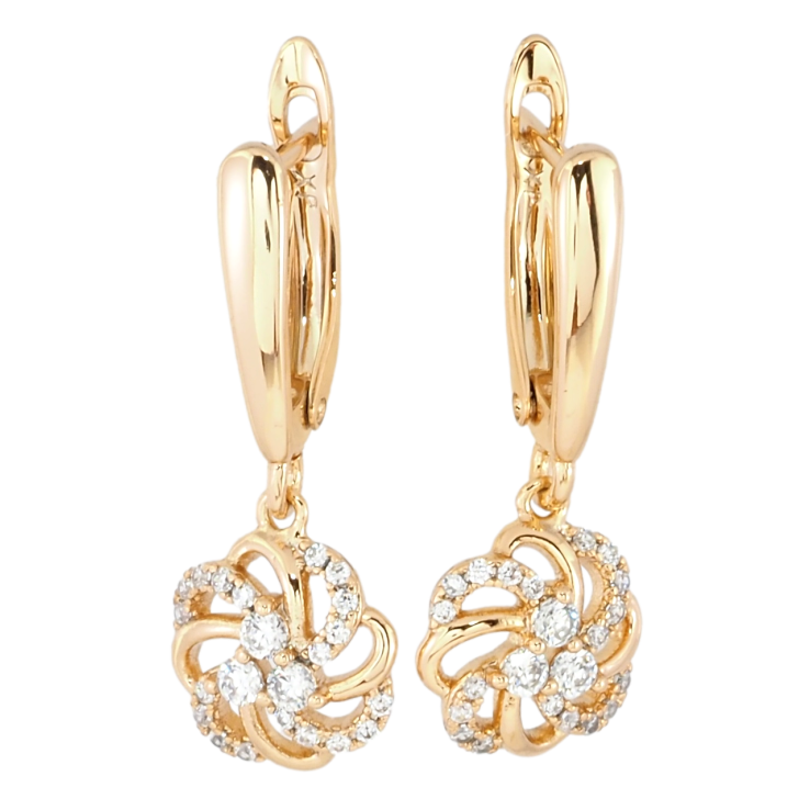 Серьги Xuping Позолота 18K английский замок Цветочные подвески фото №10
