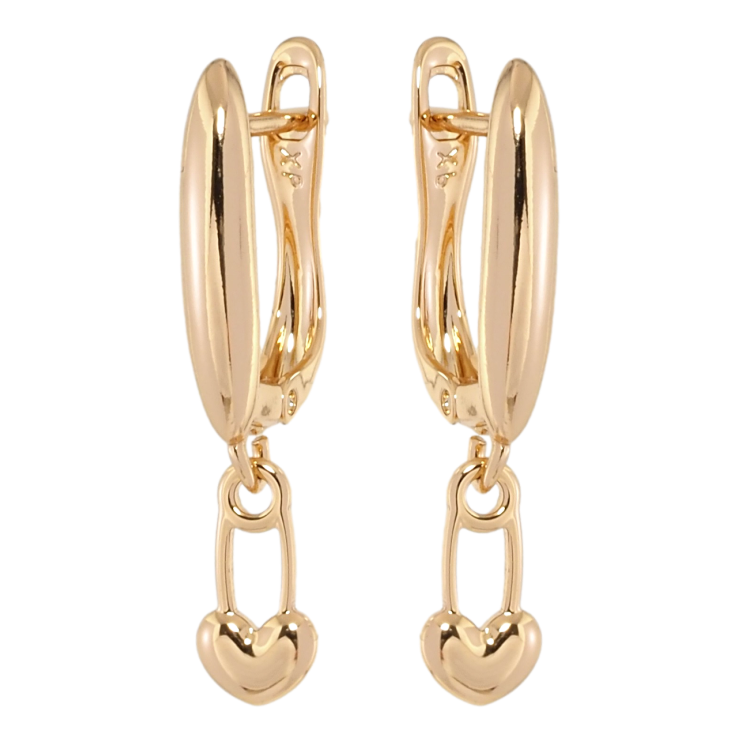 Серьги Xuping Позолота 18K английский замок Булавки-сердечки фото №8