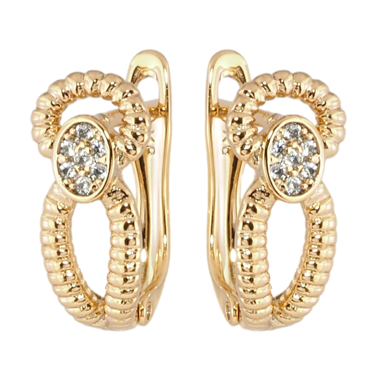 Серьги Xuping Позолота 18K английский замок Узор петельки с цирконием фото №14 Серьги Xuping Позолота 18K английский замок Узор петельки с цирконием фото №14