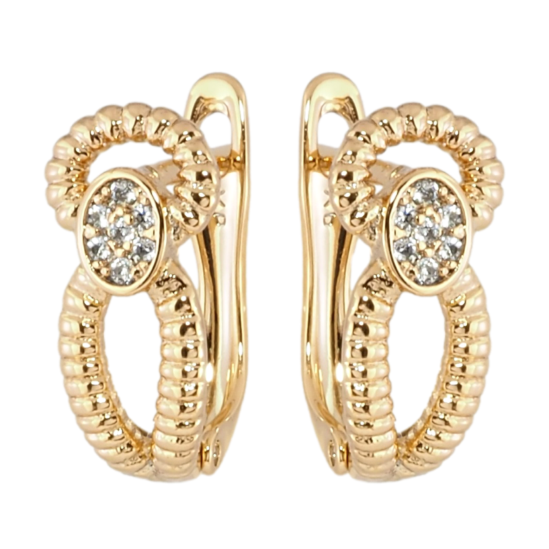 Серьги Xuping Позолота 18K английский замок Узор петельки с цирконием фото №19