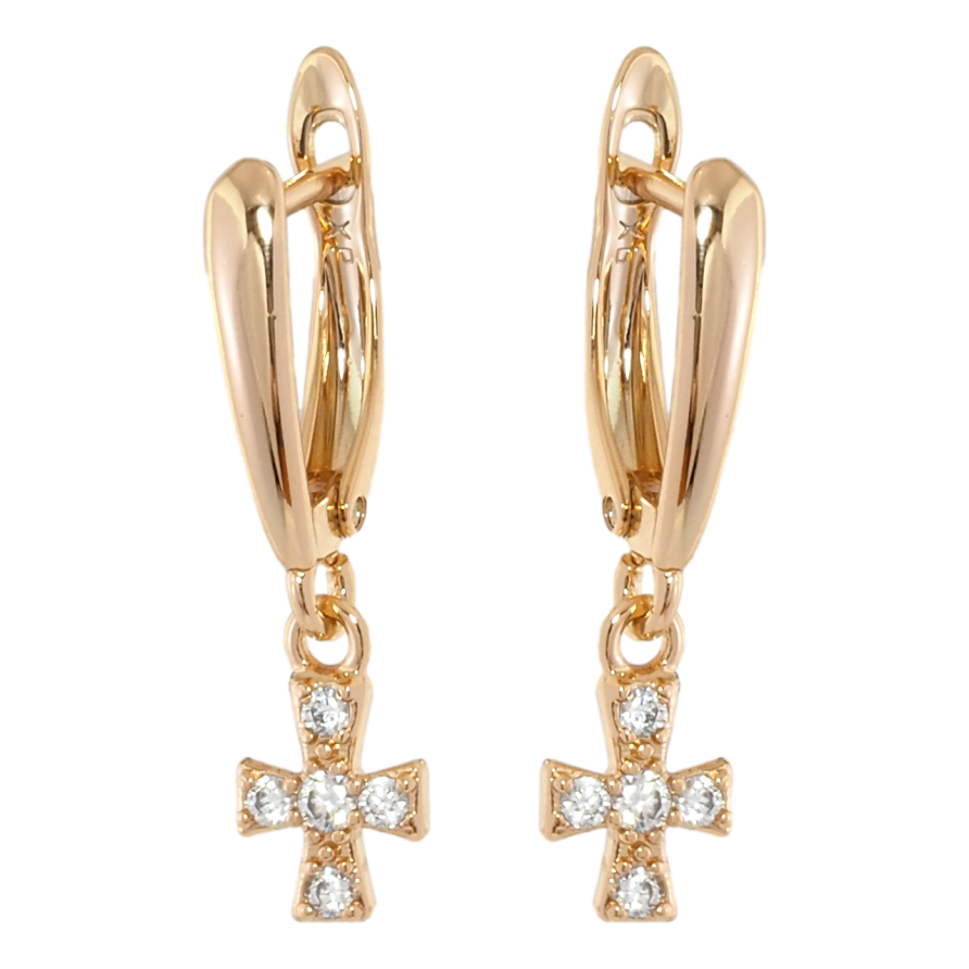 Серьги Xuping Позолота 18K английский замок Крестики с цирконием фото №1 Серьги Xuping Позолота 18K английский замок Крестики с цирконием фото №1