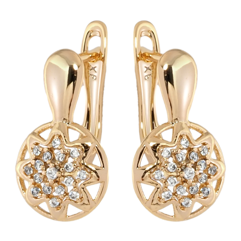 Серьги Xuping Позолота 18K английский замок Звезды с цирконием фото №1