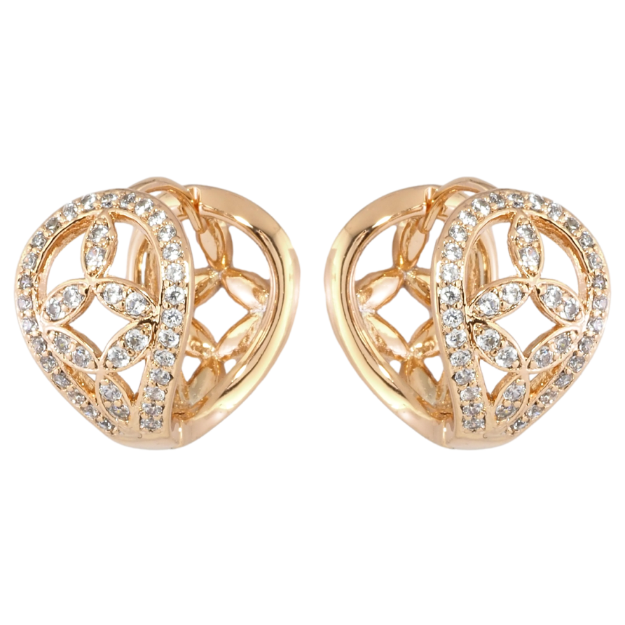Сережки Xuping Позолота 18K колечка Квітковий візерунок з цирконієм фото №1 Сережки Xuping Позолота 18K колечка Квітковий візерунок з цирконієм фото №1