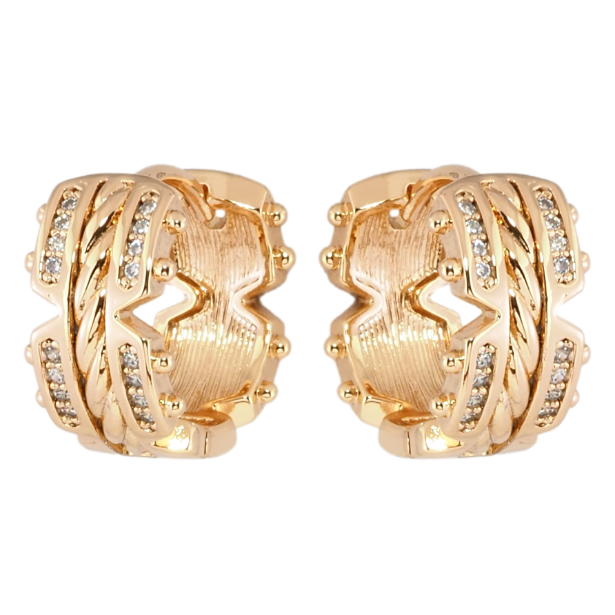 Серьги Xuping Позолота 18K колечки Декоративный узор с цирконием фото №1 Серьги Xuping Позолота 18K колечки Декоративный узор с цирконием фото №1
