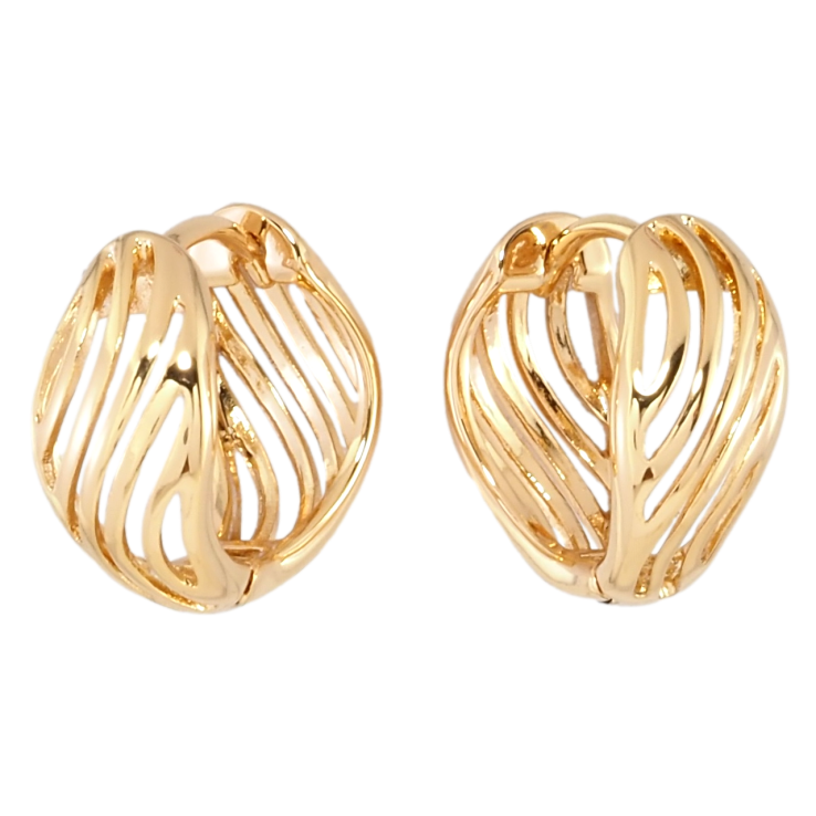 Серьги Xuping Позолота 18K колечки Резной узор на одну сторону фото №6