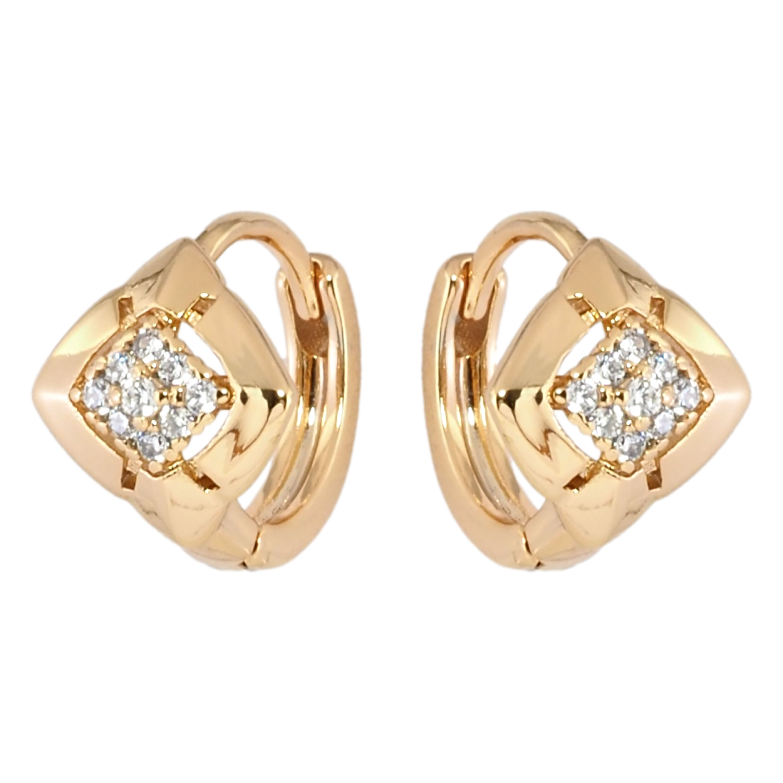 Сережки Xuping Позолота 18K колечка Ромби з цирконієм фото №2