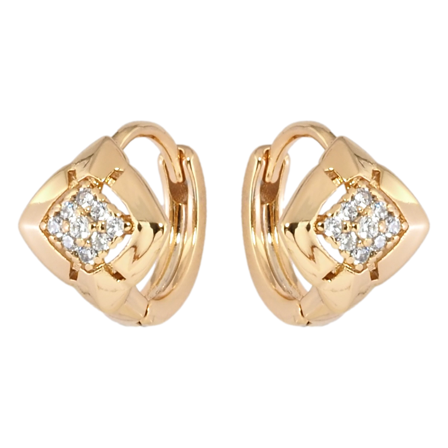 Сережки Xuping Позолота 18K колечка Ромби з цирконієм фото №1