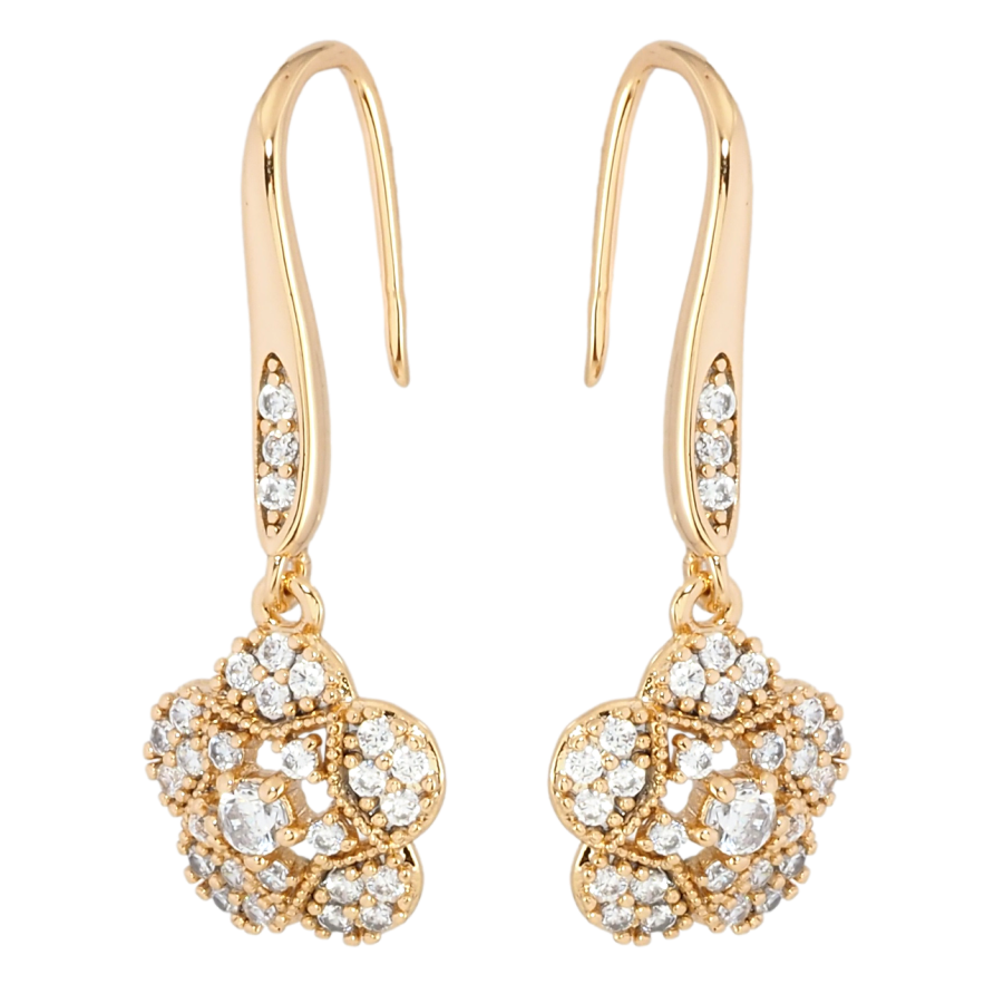 Серьги Xuping Позолота 18K французский замок Цветочки с цирконием фото №1 Серьги Xuping Позолота 18K французский замок Цветочки с цирконием фото №1