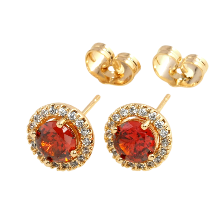 Серьги Xuping Позолота 18K пусеты Красные фианиты в обрамлении циркония ø 10мм фото №13 Серьги Xuping Позолота 18K пусеты Красные фианиты в обрамлении циркония ø 10мм фото №13