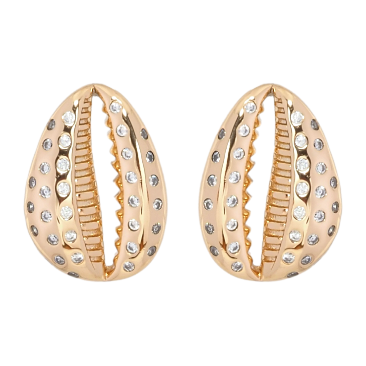Серьги Xuping Позолота 18K пусеты Ракушки Каури с цирконием фото №4 Серьги Xuping Позолота 18K пусеты Ракушки Каури с цирконием фото №4