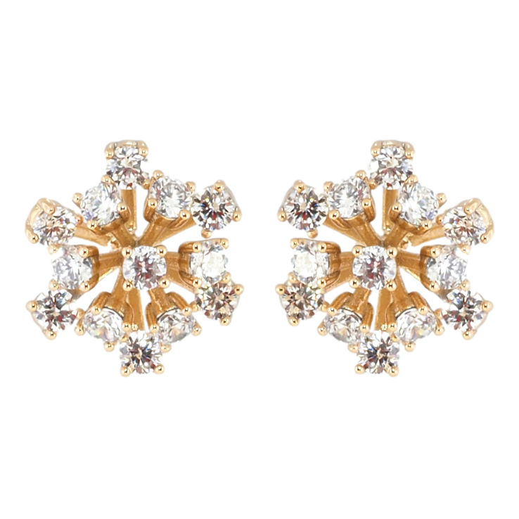 Серьги Xuping Позолота 18K пусеты Цветочки с цирконием фото №4