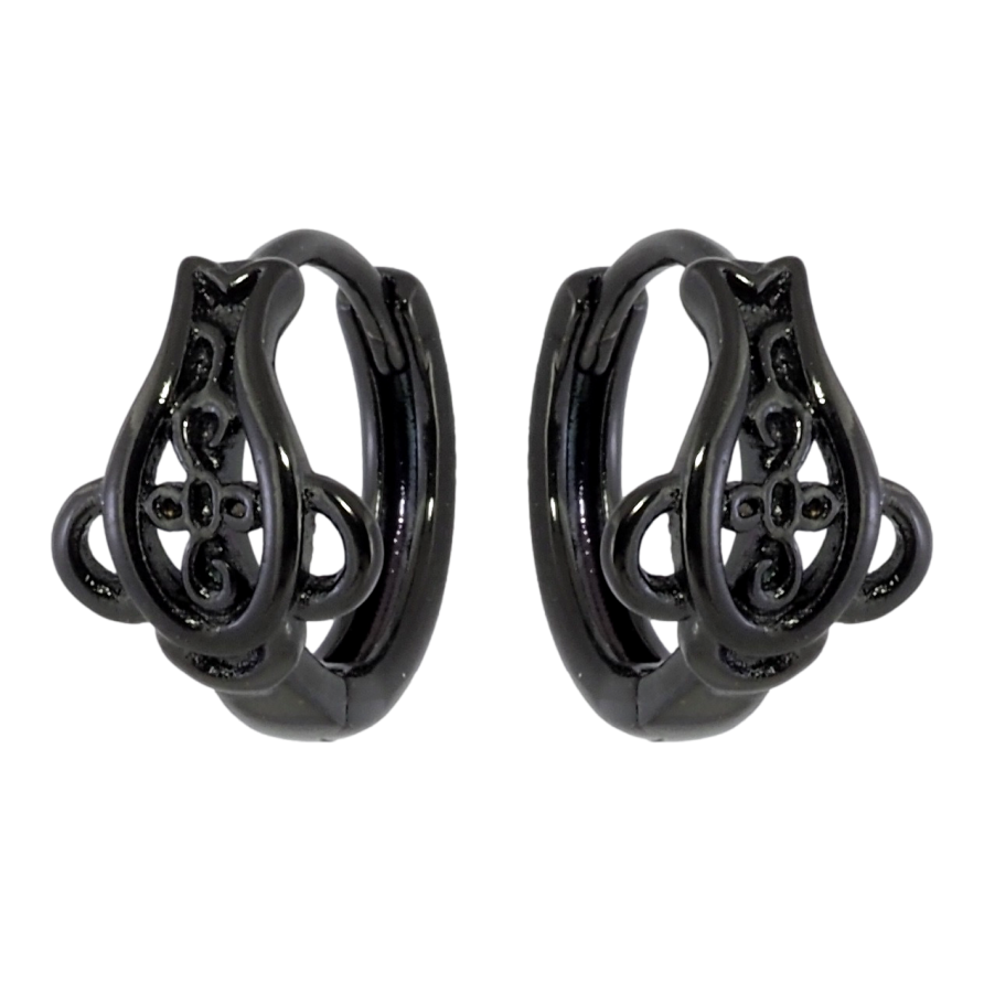 Серьги Xuping Позолота Black (черное золото) колечки Декоративный узор фото №1