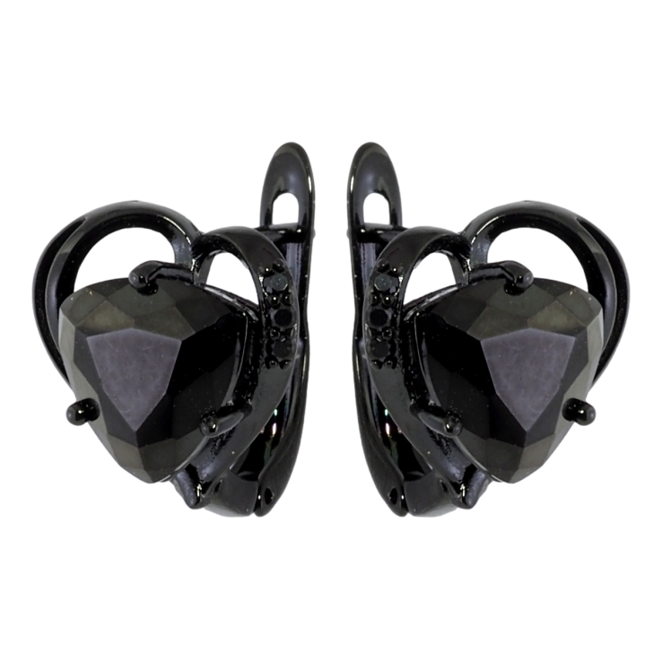 Серьги Xuping Позолота Black (черное золото) английский замок Сердечки с черными кристаллами фото №14 Серьги Xuping Позолота Black (черное золото) английский замок Сердечки с черными кристаллами фото №14